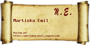 Martiska Emil névjegykártya